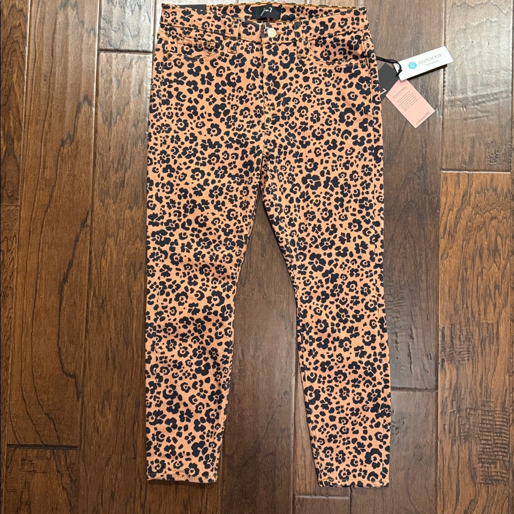 Jen 7 By 7 For All Mankind Womens Animal Print Petite Ankle Skinny Jeans sz 6